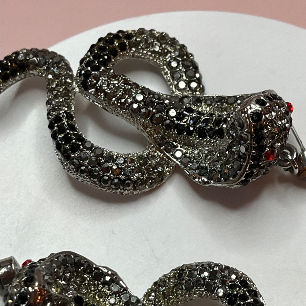Glittering Cobra Statement Earrings - image 7